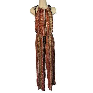 Toxik3 Boho Sleeveless Halter Jumpsuit Womens Size 2X Blouson Elastic Waist NEW